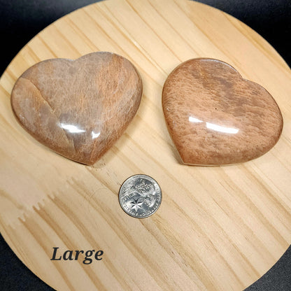 Peach Moonstone Heart | Polished Crystal Heart | Choose Your Size