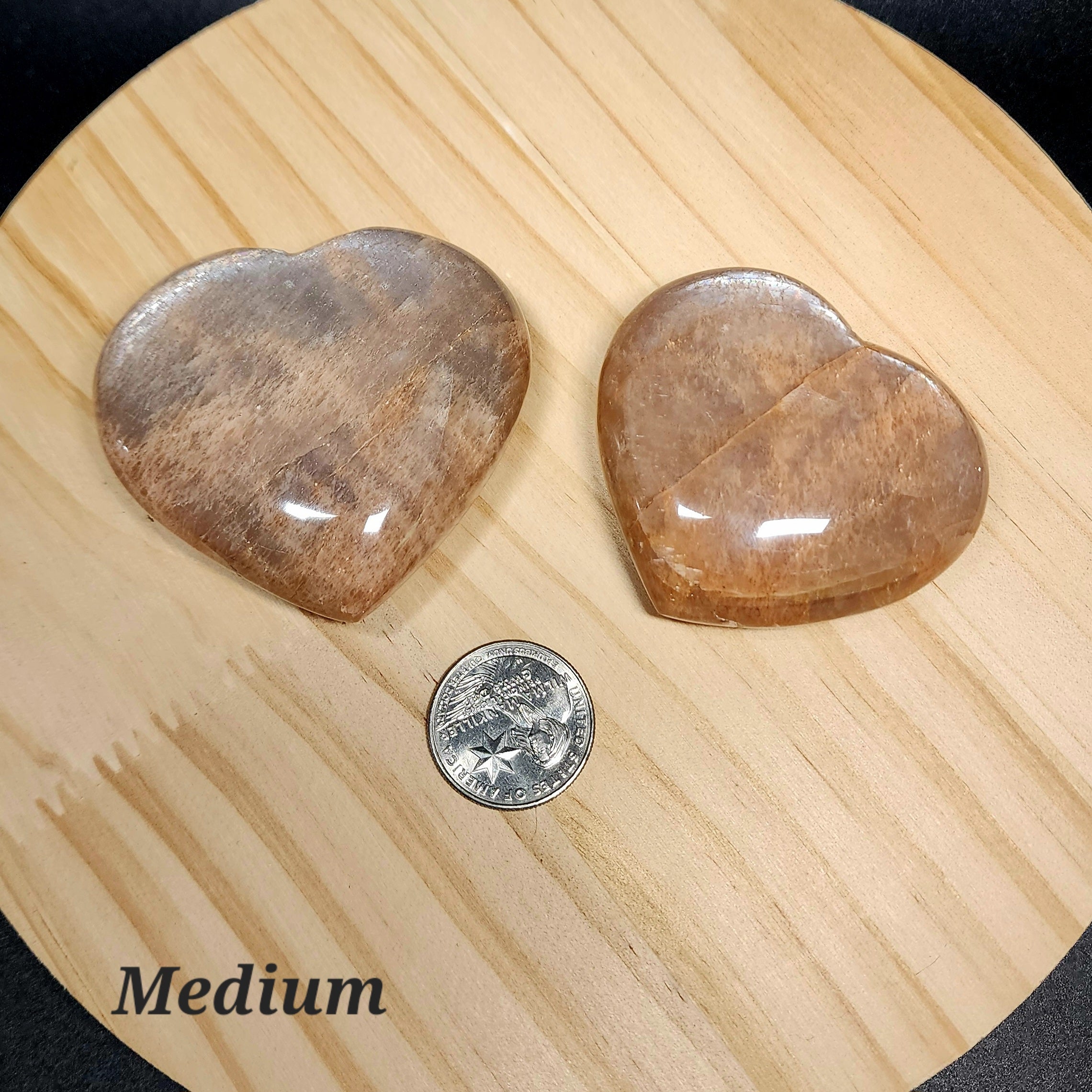 Peach Moonstone Heart | Polished Crystal Heart | Choose Your Size