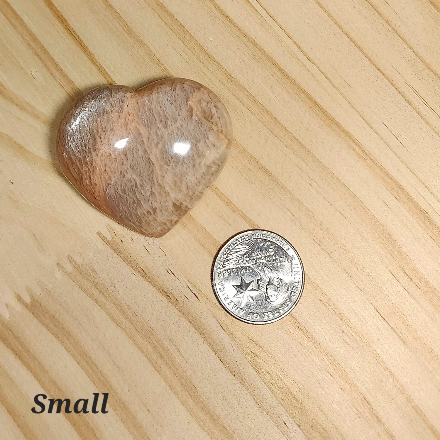 Peach Moonstone Heart | Polished Crystal Heart | Choose Your Size