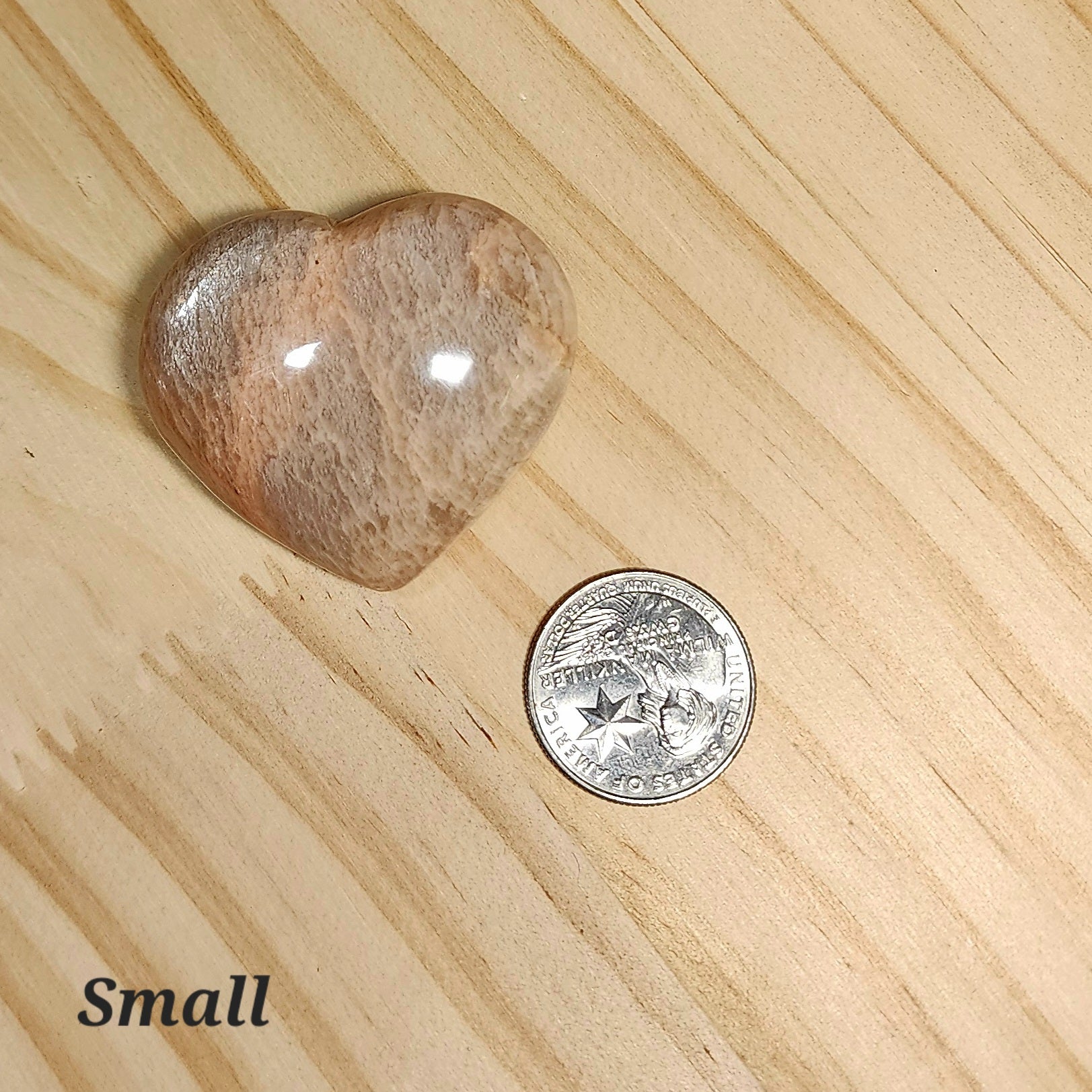 Peach Moonstone Heart | Polished Crystal Heart | Choose Your Size