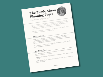 Triple Moon Planning Pages — Printable Lunar Journal Pages for New, Full &amp; Dark Moon Practice