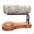3-in-1 wooden burner shown as a candle holder with a taper candle inserted in the top socket — natural wood grain ritual vessel.
