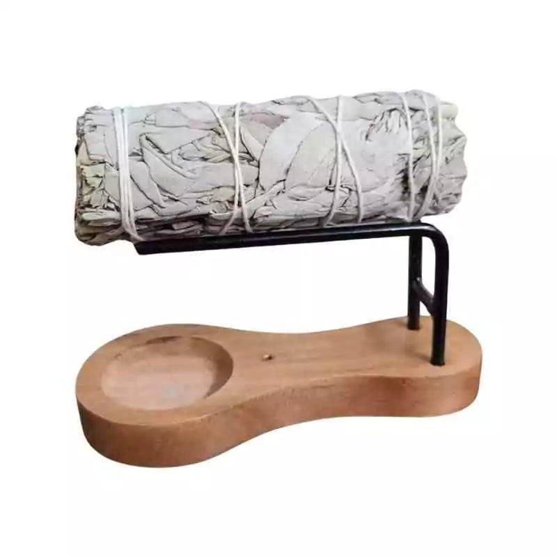 3-in-1 wooden incense and candle burner shown from above displaying the candle socket and incense ports in warm wood grain.