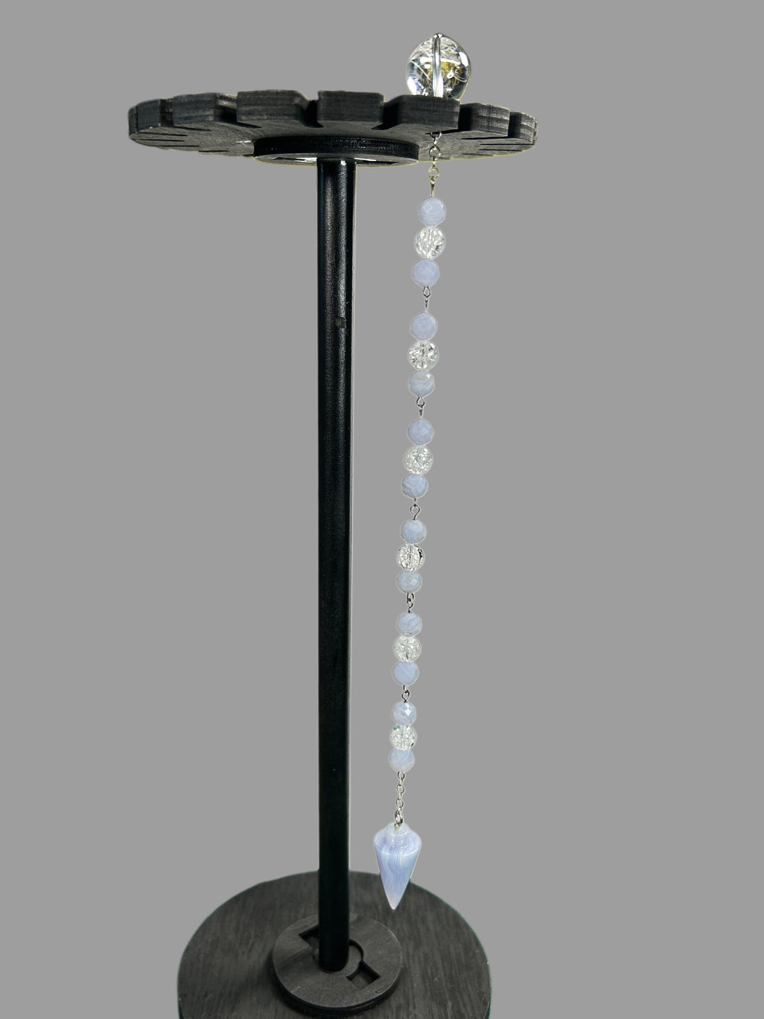 Medium Blue Lace Agate Pendulum w/ Crackle Quartz