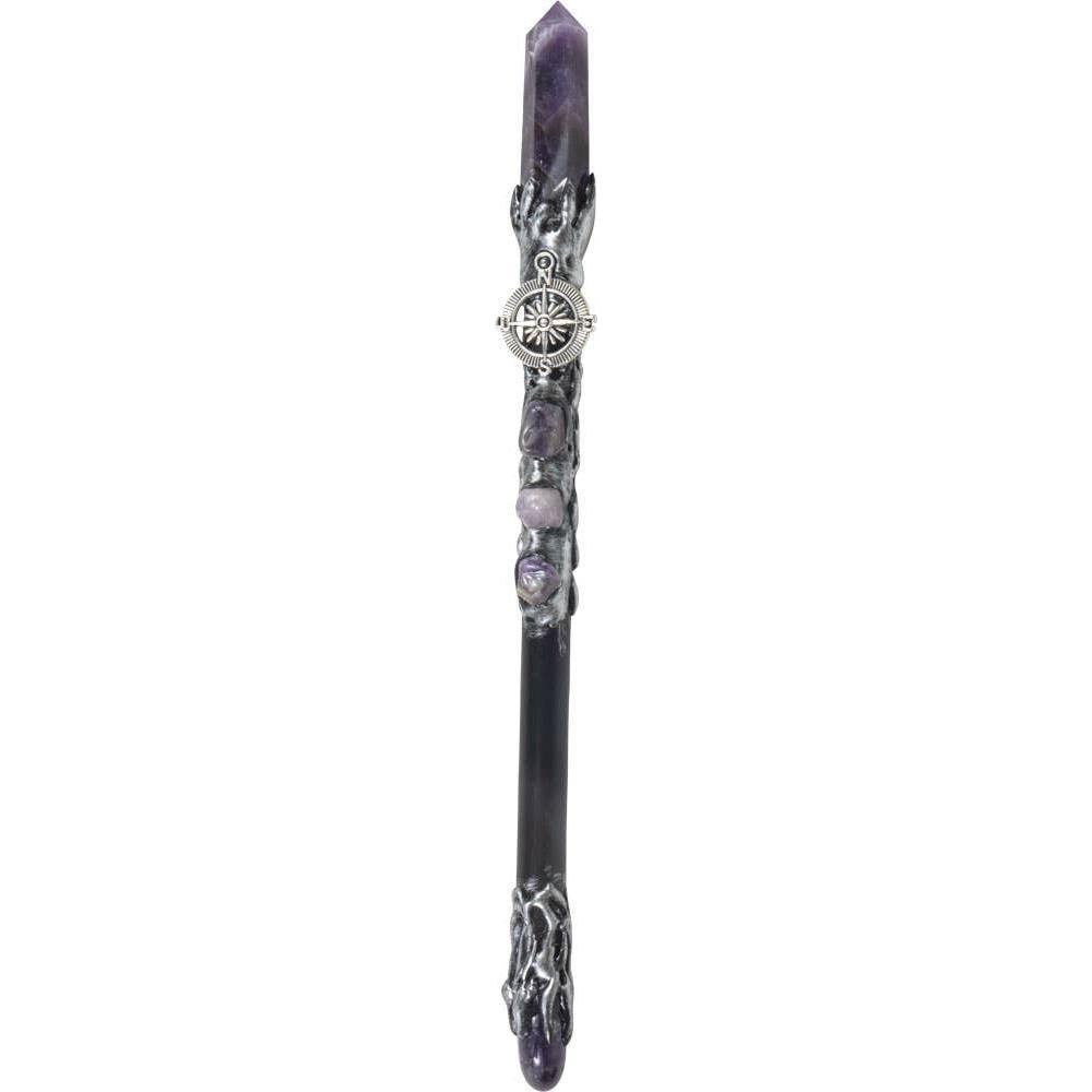 Amethyst &amp; Compass Crystal Magick Wand – Manifestation, Gratitude &amp; Spiritual Guidance