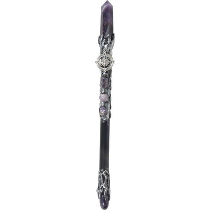 Amethyst &amp; Compass Crystal Magick Wand – Manifestation, Gratitude &amp; Spiritual Guidance