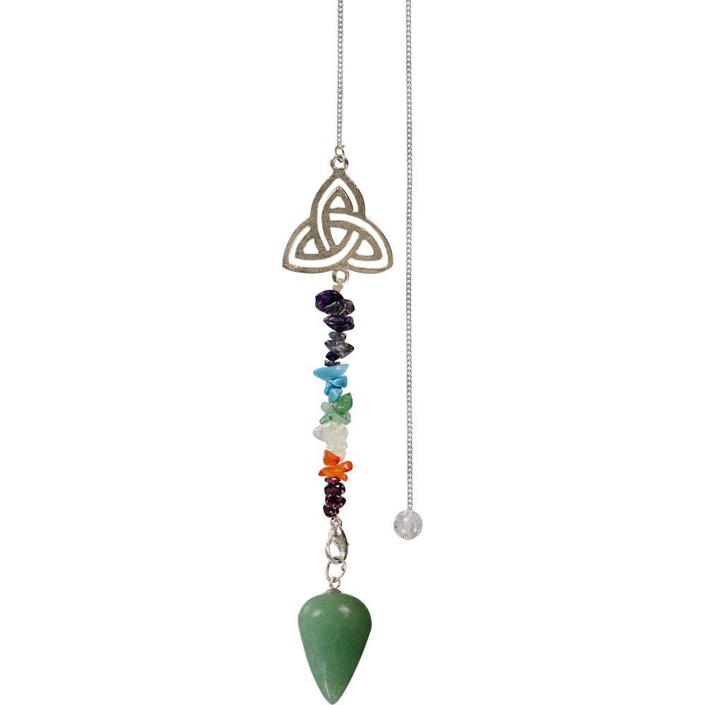 Chakra Triquetra Green Aventurine Pendulum for Energy Healing &amp; Divination