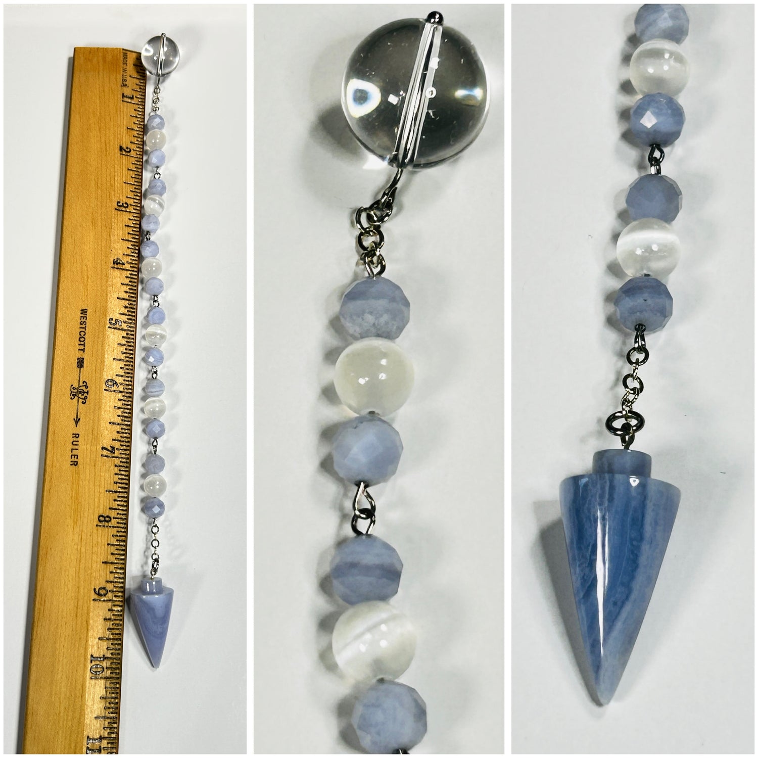 Medium Blue Lace Agate Pendulum w/ Selenite