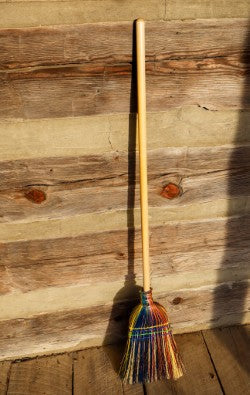 Handmade Farmhouse Broom – Traditional Broomcorn Sweeper, Rustic Country Decor &amp; Functional Cleaning Broom Made in USA