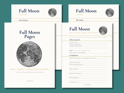 Triple Moon Planning Pages — Printable Lunar Journal Pages for New, Full &amp; Dark Moon Practice