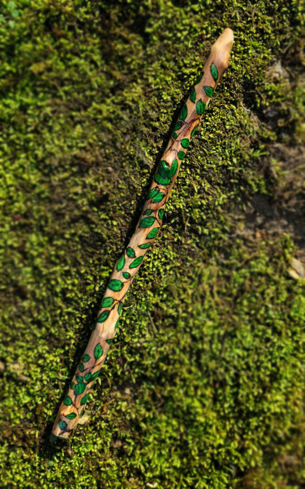 Wood Burned Ivy Wand | Hand Painted Witch Wand | Forest Magic Wand | One of a Kind Ritual Wand | 12.5”