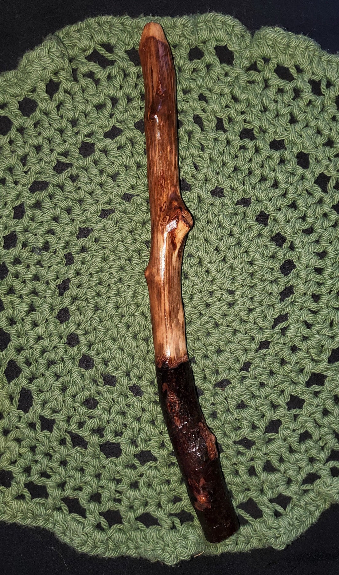Thick Hand-Carved Wooden Wand | Appalachian Folk Magic Wand | Grounding Protection Wand | 12” Ritual Wand
