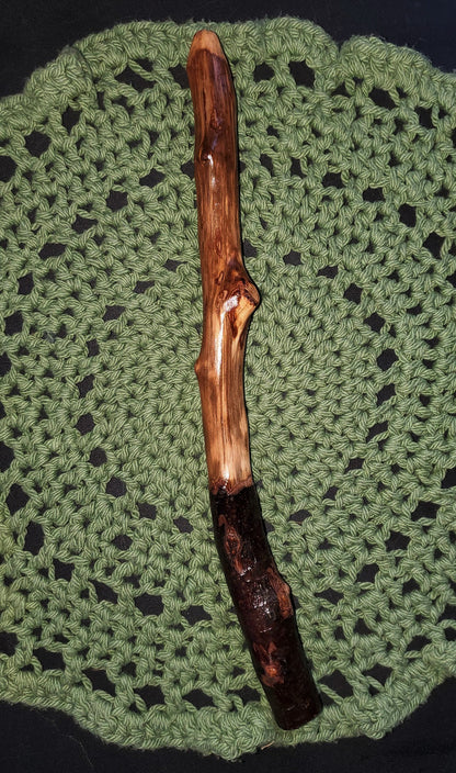 Thick Hand-Carved Wooden Wand | Appalachian Folk Magic Wand | Grounding Protection Wand | 12” Ritual Wand