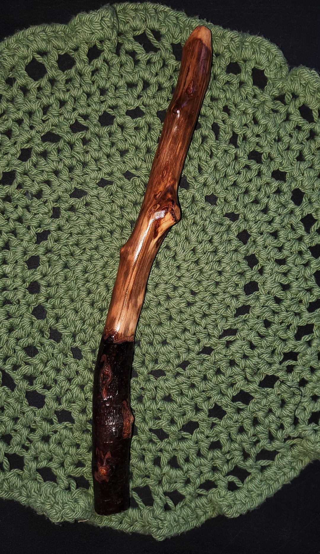 Thick Hand-Carved Wooden Wand | Appalachian Folk Magic Wand | Grounding Protection Wand | 12” Ritual Wand