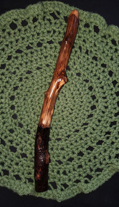 Thick Hand-Carved Wooden Wand | Appalachian Folk Magic Wand | Grounding Protection Wand | 12” Ritual Wand