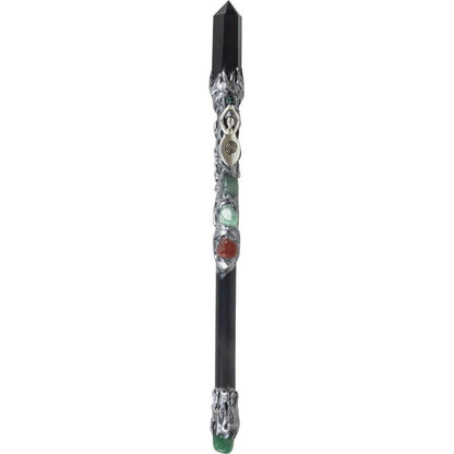 Black Obsidian &amp; Spiral Goddess Wand – Cord Cutting, Shadow Work, Spiritual Protection