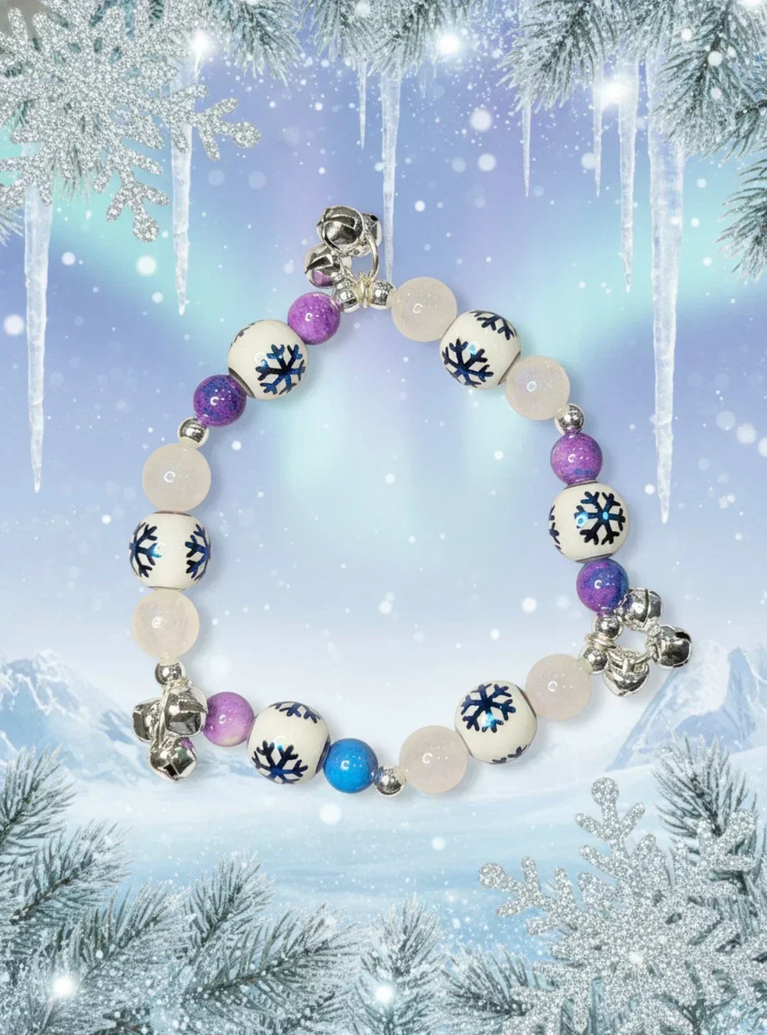 Dyed Purple Jade/ White Moonstone/ Snowflakes
