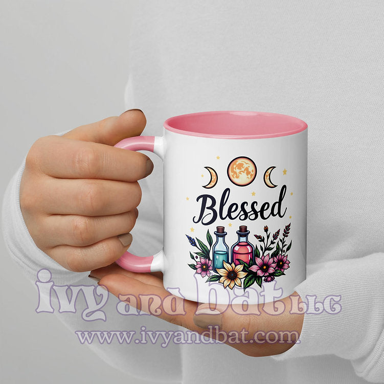 Triple Moon Blessed Witchy Vibes Mug with Color Inside