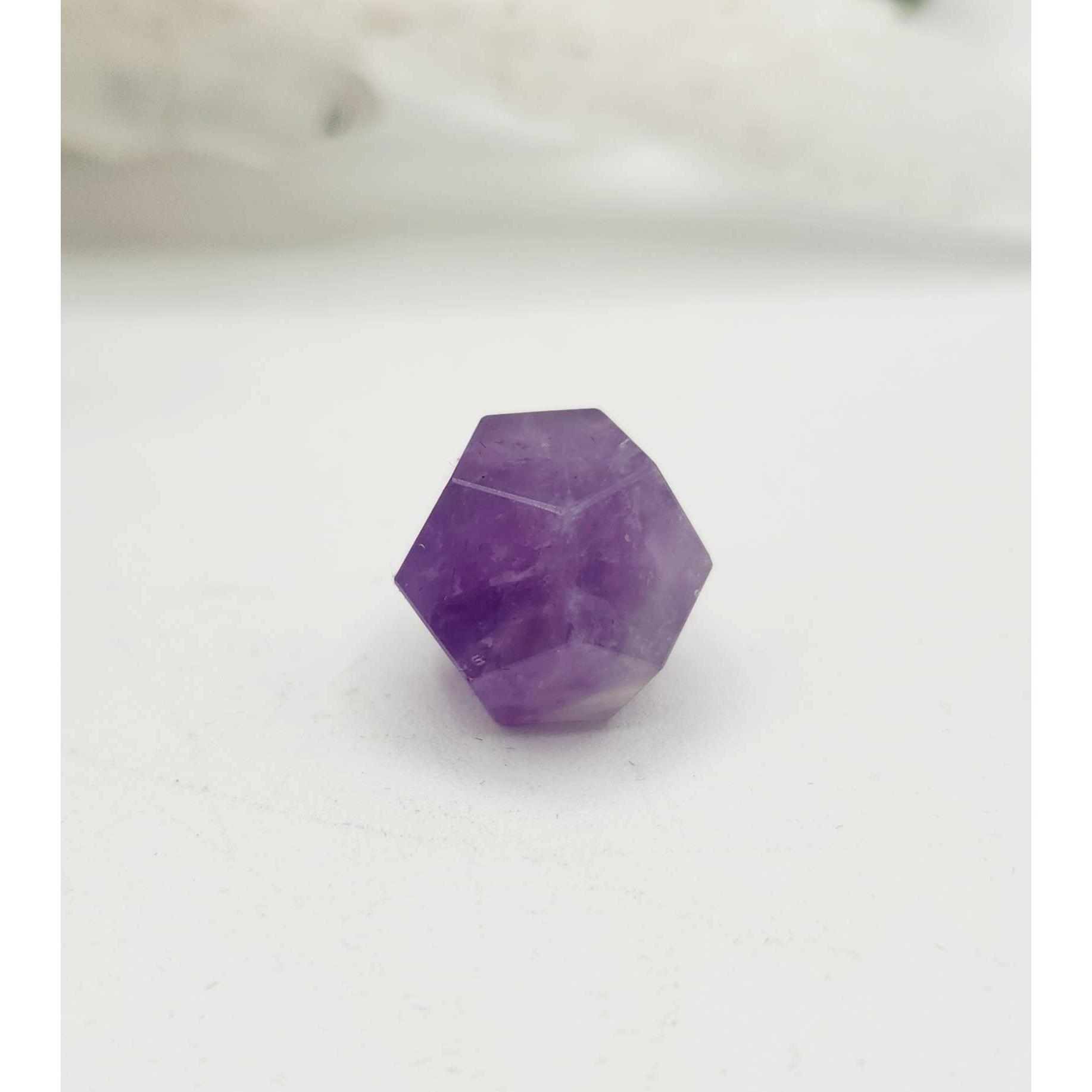 Amethyst 7-Piece Sacred Geometry Crystal Set with Wooden Grid &amp; Velvet Bag