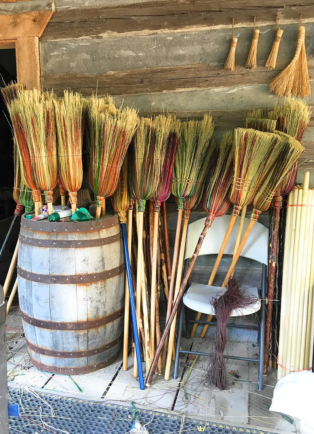 Handmade Farmhouse Broom – Traditional Broomcorn Sweeper, Rustic Country Decor &amp; Functional Cleaning Broom Made in USA