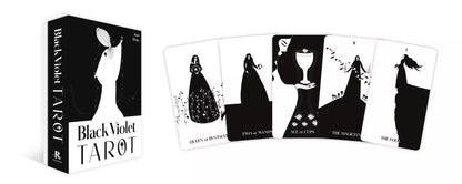 Black Violet Tarot card with dark floral botanical illustration