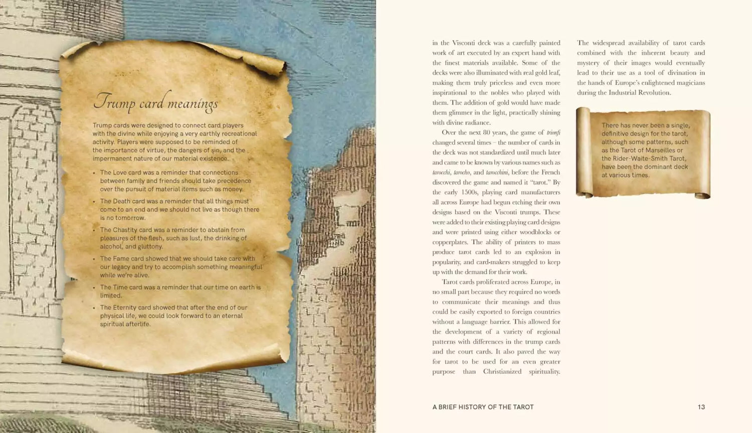 An Occult Guide to the Tarot book spread with detailed occult card interpretation