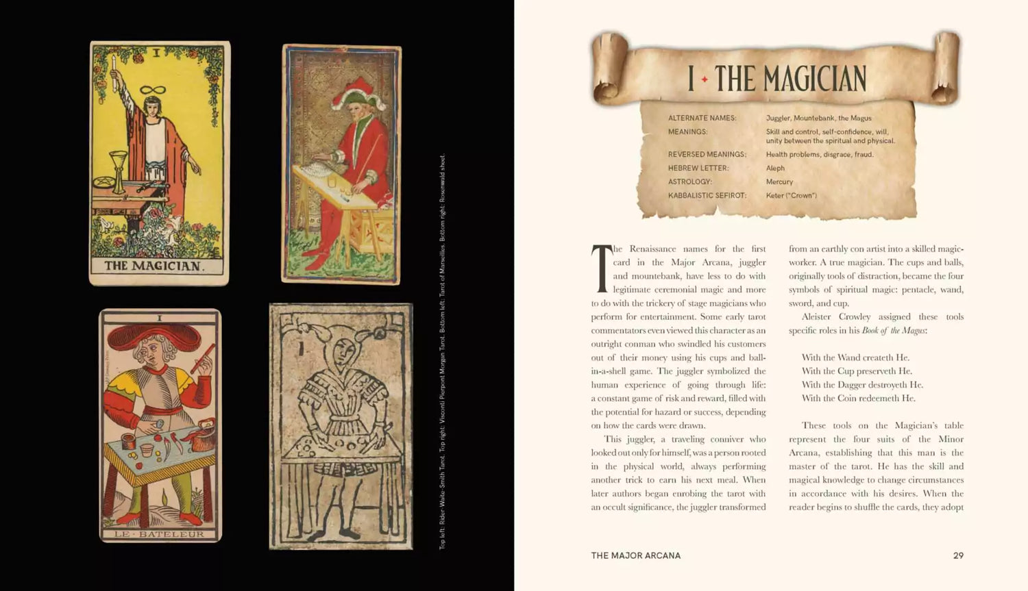 An Occult Guide to the Tarot book interior with illustrated card content
