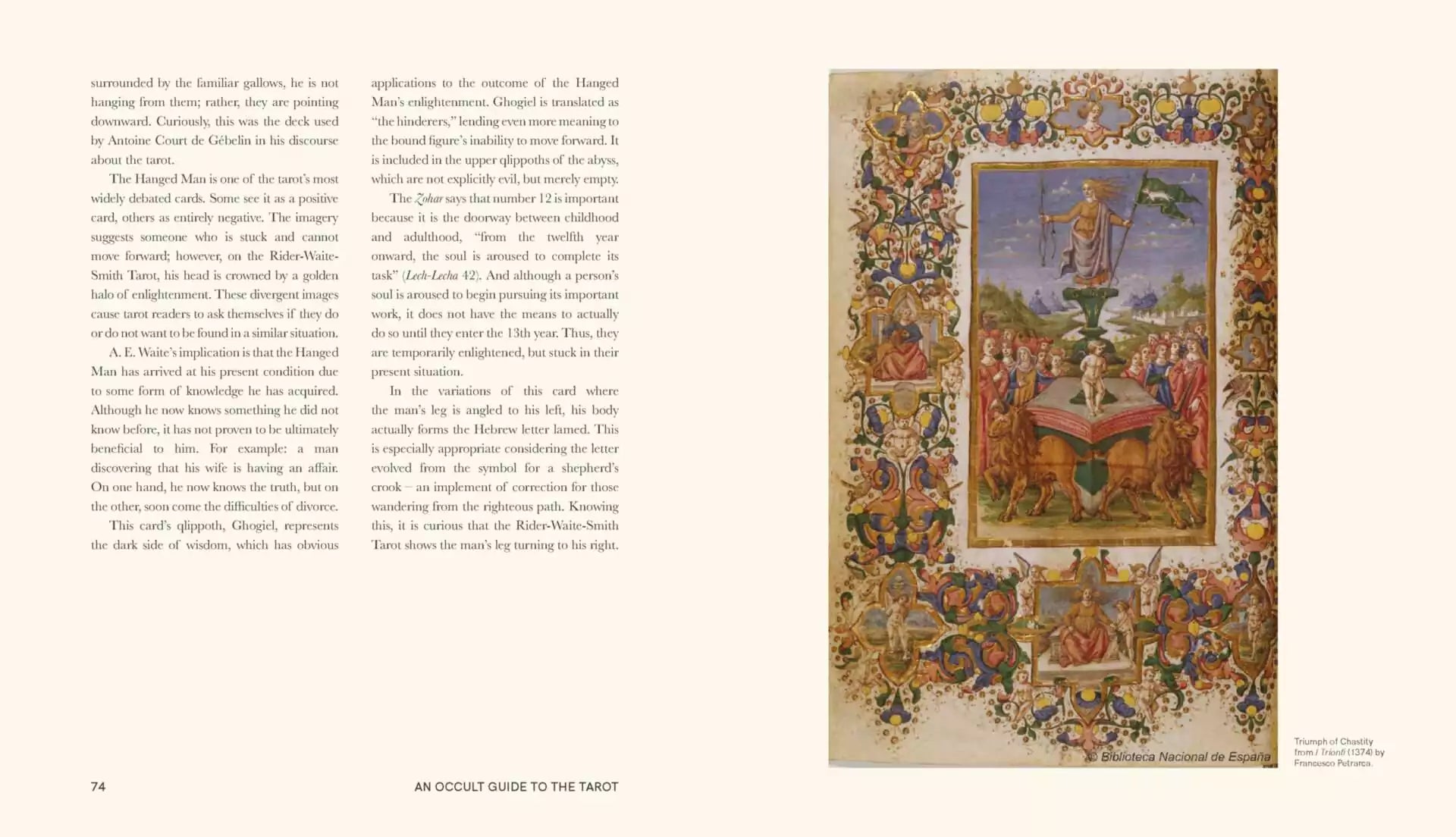 An Occult Guide to the Tarot interior page with occult tarot symbols and text