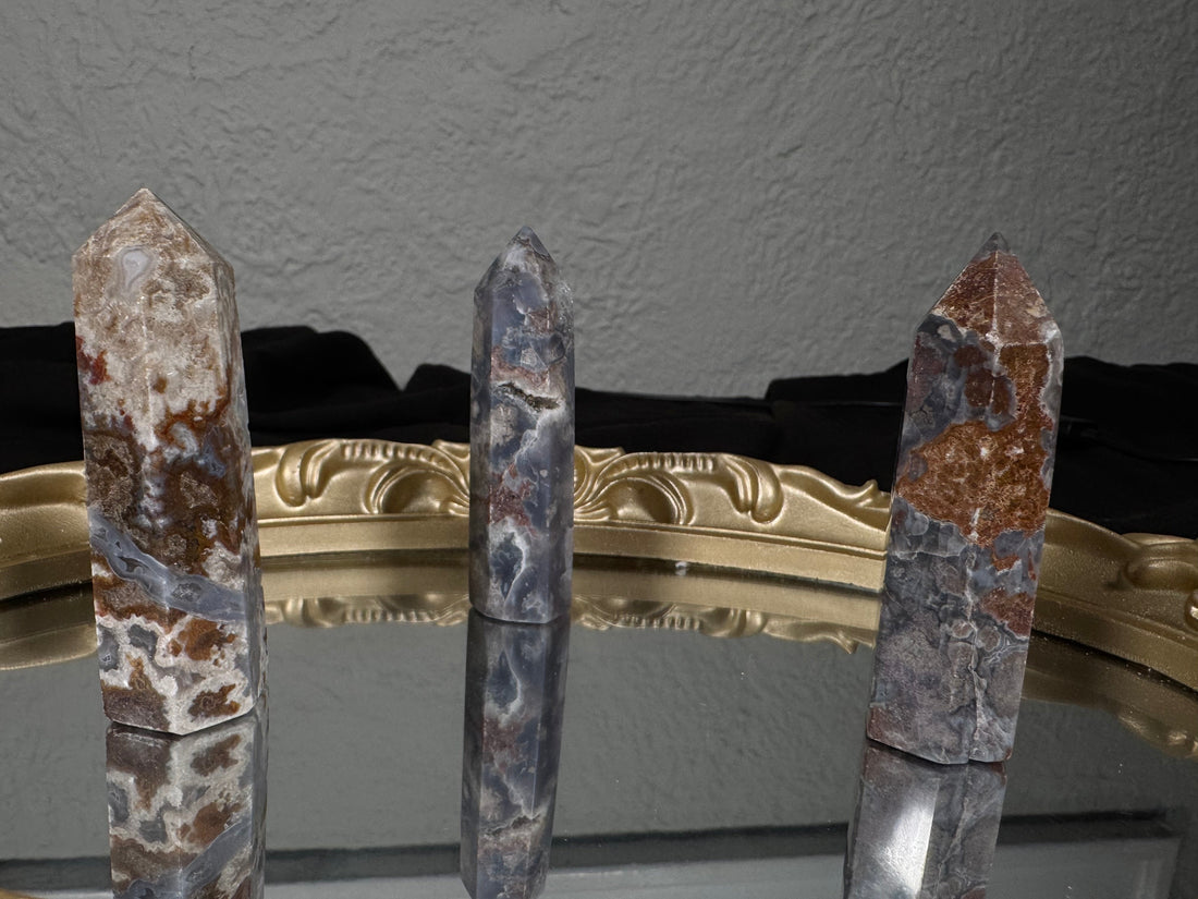 Blue Flower Agate Tower