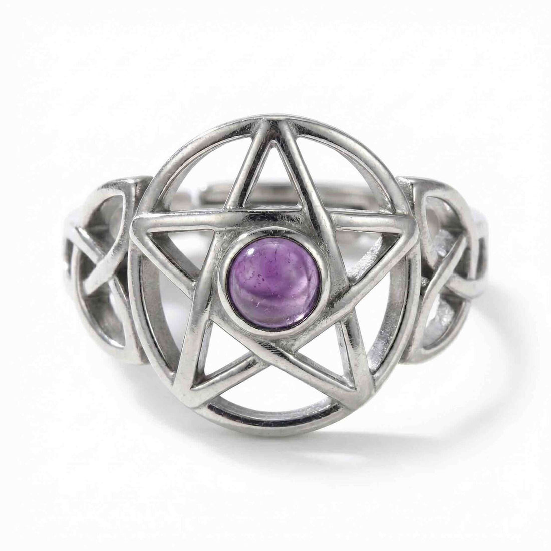 Amethyst Pentagram Adjustable Ring – for Protection, Clarity &amp;amp; Spiritual Empowerment