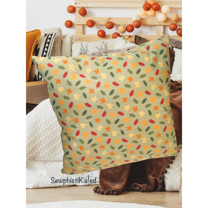 Autumn Throw Pillow – Double-Sided Fall Decor with Leaves &amp; Autumn Words (Handmade by SewphistiKated)