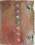 Large 10 by 13 inch chakra embossed leather blank book journal with latch for sacred writing