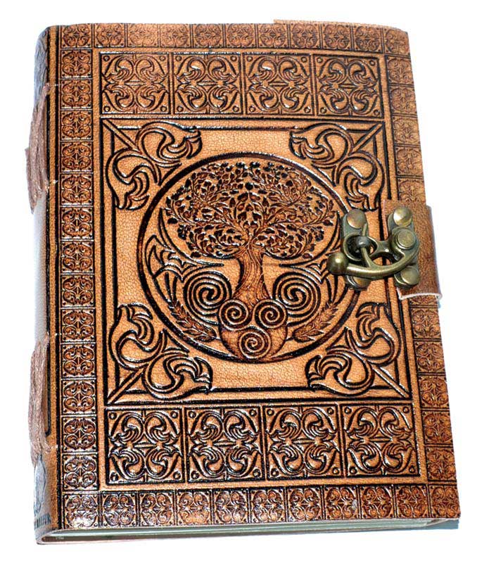 5" x 7" Tree of Life Embossed leather journal w/latch
