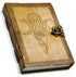 Goddess of Earth embossed leather journal 5x7 inch with latch — handcrafted leather-bound book with intricate nature goddess design for grimoires and ritual journaling.