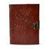 5x7 inch owl embossed leather blank journal showing intricate owl design on cover, compact witchy writing book for spell notes dream journaling and daily reflections