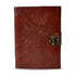 5x7 inch owl embossed leather blank journal showing intricate owl design on cover, compact witchy writing book for spell notes dream journaling and daily reflections