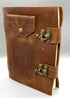 Soft leather blank journal with double latch closure for grimoire ritual writing and spiritual journaling