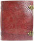 Large 10 by 13 inch richly embossed red leather journal with Tree of Life cover design and latch closure for grimoire or Book of Shadows use