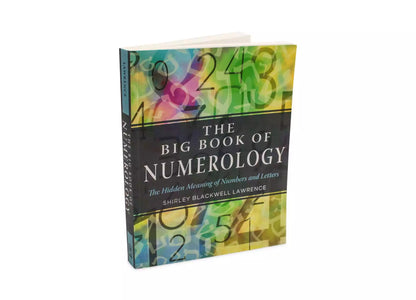 Big Book of Numerology cover variant showing numbers in a vibrant scattered design on the front.