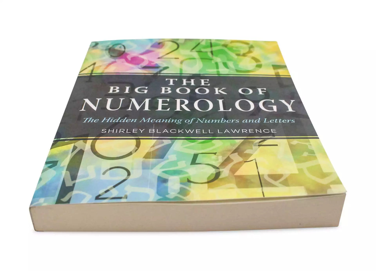 Big Book of Numerology cover showing title, author name Shirley Blackwell Lawrence, and a dynamic numbered background design.