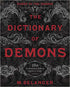 Dictionary of Demons book cover featuring bold red title text over intricate black patterned background with occult symbols.