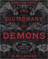 Dictionary of Demons book cover featuring bold red title text over intricate black patterned background with occult symbols.