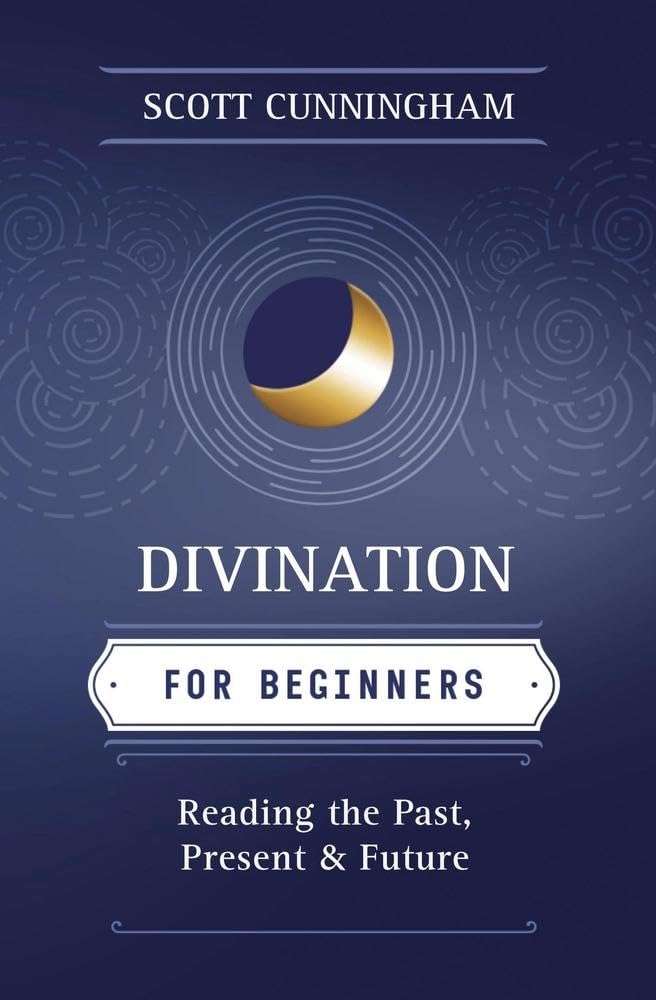Divination for Beginners book cover featuring mystical imagery and the Llewellyn Worldwide title branding — Scott Cunningham oracle guide.