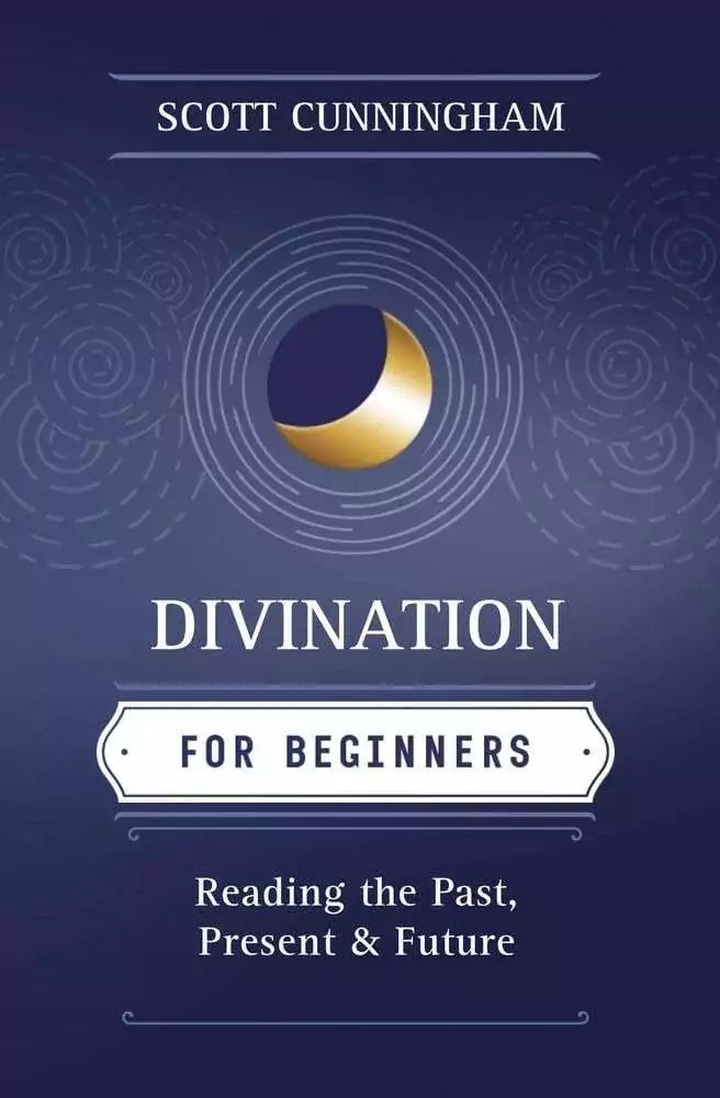 Divination for Beginners book cover featuring mystical imagery and the Llewellyn Worldwide title branding — Scott Cunningham oracle guide.