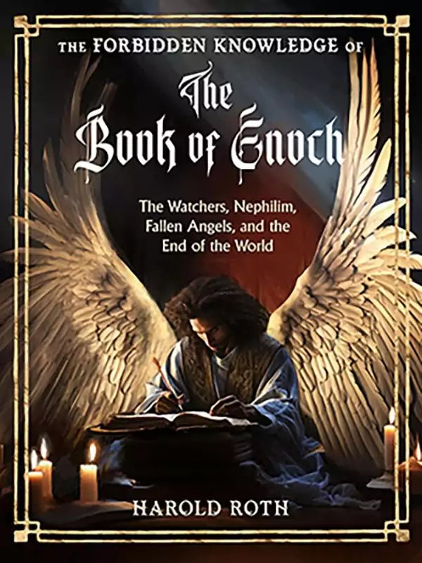 Book of Enoch paperback cover featuring esoteric angelic imagery — forbidden knowledge of Watchers and Nephilim ancient apocryphal text.