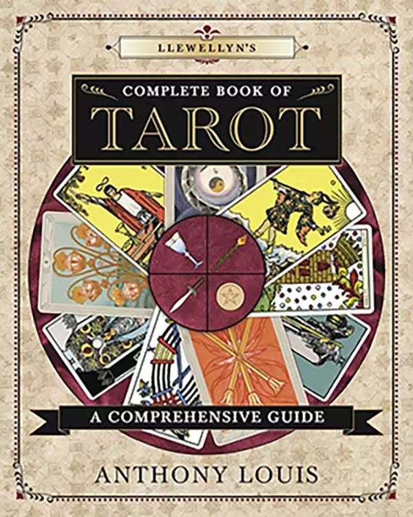 Llewellyn Complete Book of Tarot cover featuring a circular arrangement of tarot card illustrations with title and author Anthony Louis&