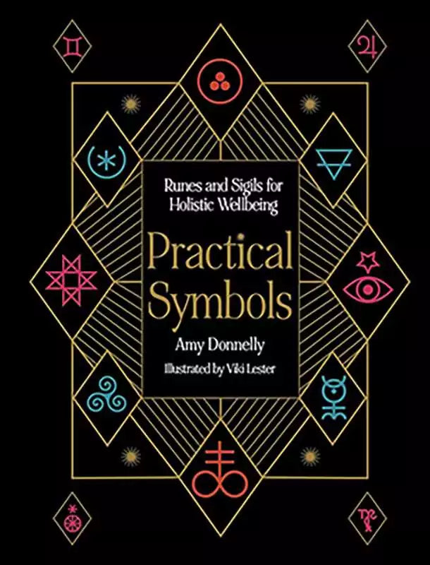 Practical Symbols hardcover book by Amy Donnelly featuring intricate geometric and sacred symbol designs on the cover