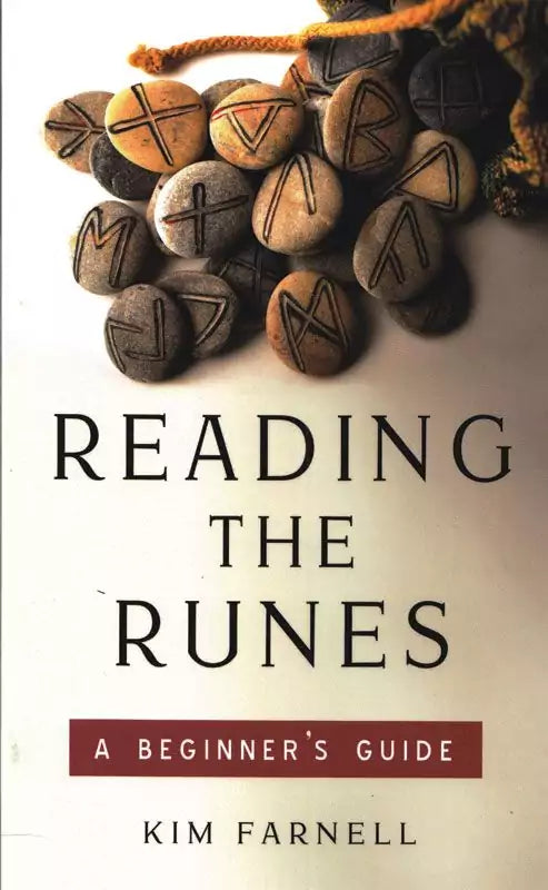 Reading the Runes by Kim Farnell book cover — beginner guide to Elder Futhark runes with Norse-inspired cover artwork on a paperback edition.