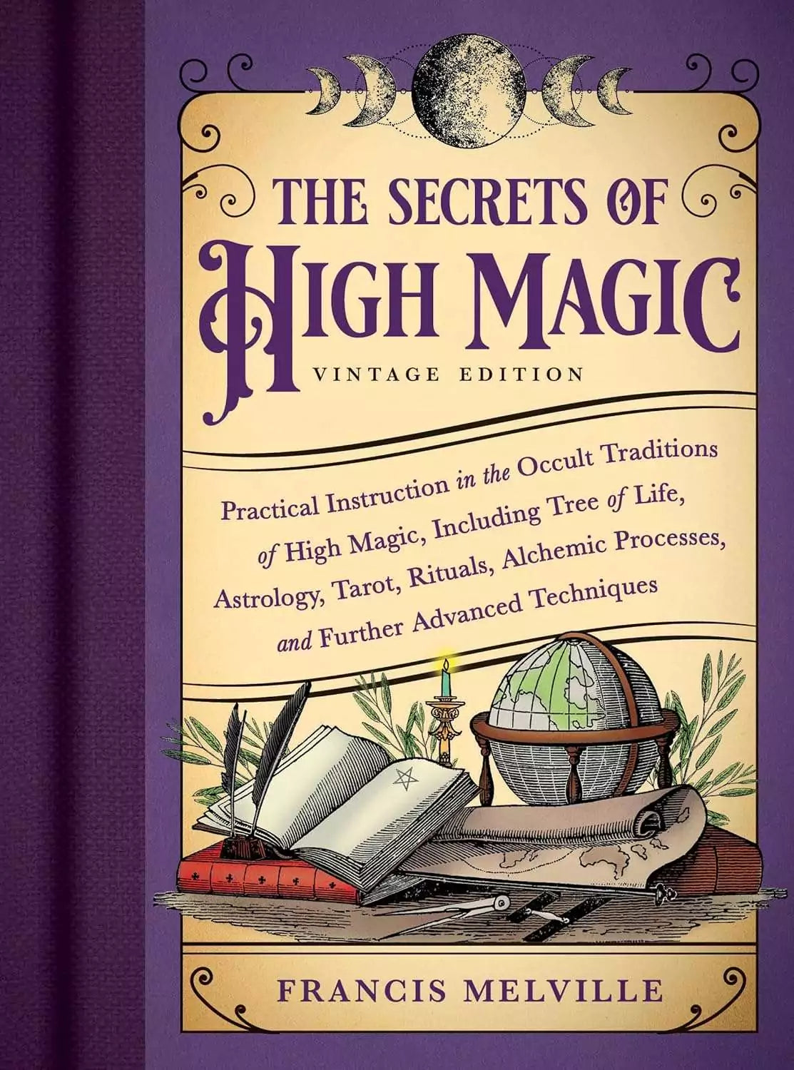 Secrets of High Magic vintage edition book cover by Francis Melville with ornate occult artwork and antique-style typography
