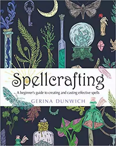 Book cover of Spellcrafting: Beginner’s Guide by Gerina Dunwich, showing a mystical design suited for new Wiccan practitioners learning spell work.